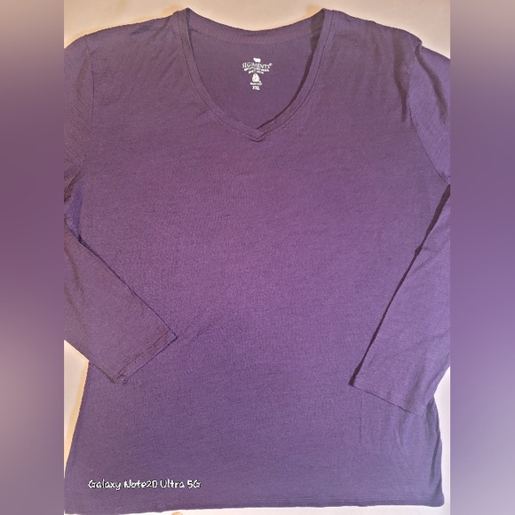 0873. Woolrich ~ Deep Purple ~ XXL ~ V-Neck Long Sleeve Top - Picture 3 of 6